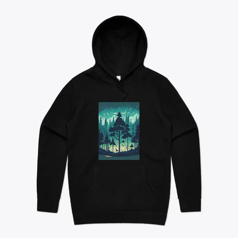 Beautiful forest night sky print