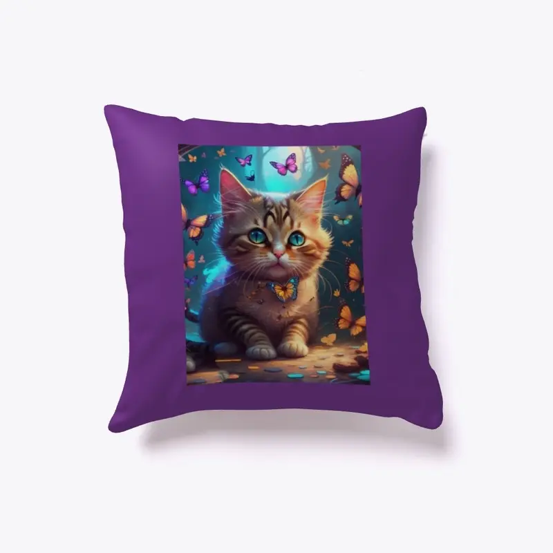 Cute cat with butterflies print