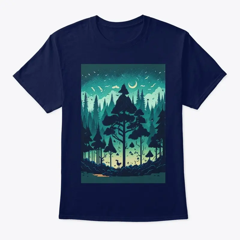 Beautiful forest night sky print