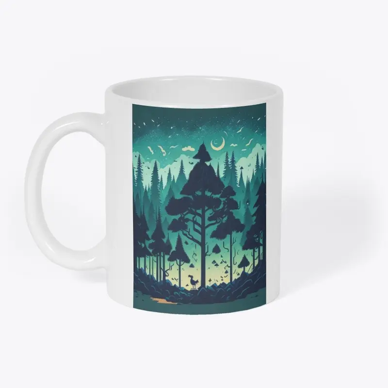 Beautiful forest night sky print