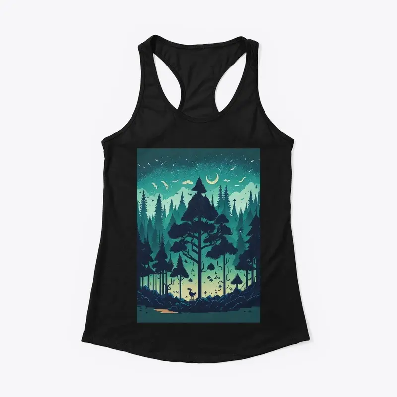 Beautiful forest night sky print