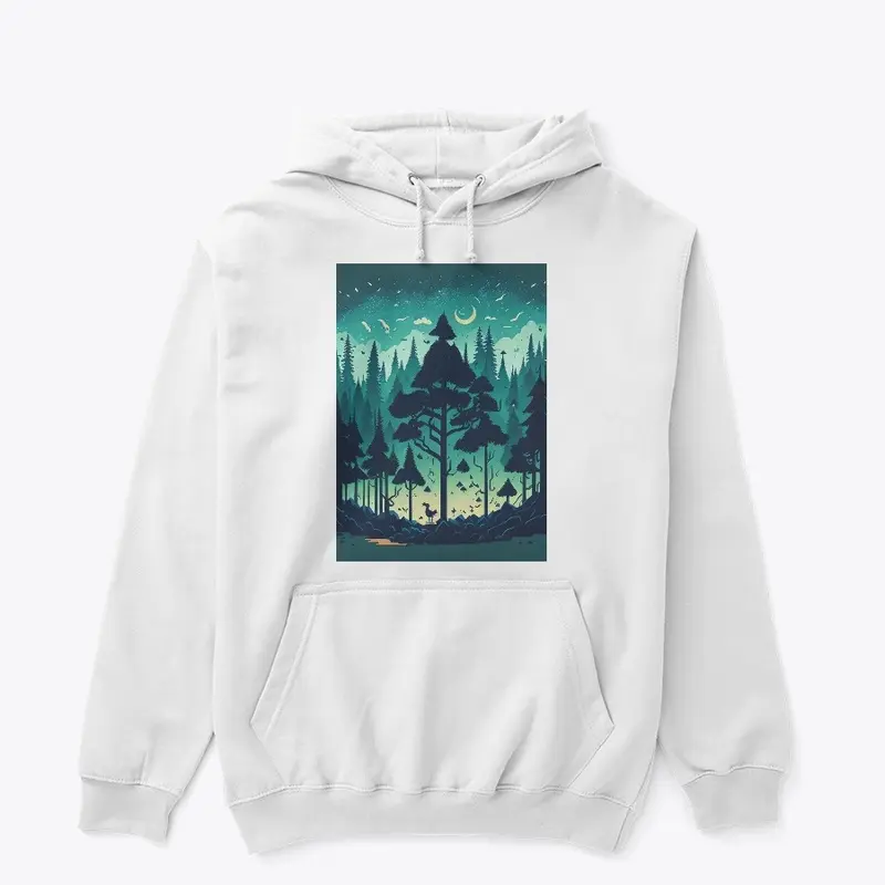 Beautiful forest night sky print