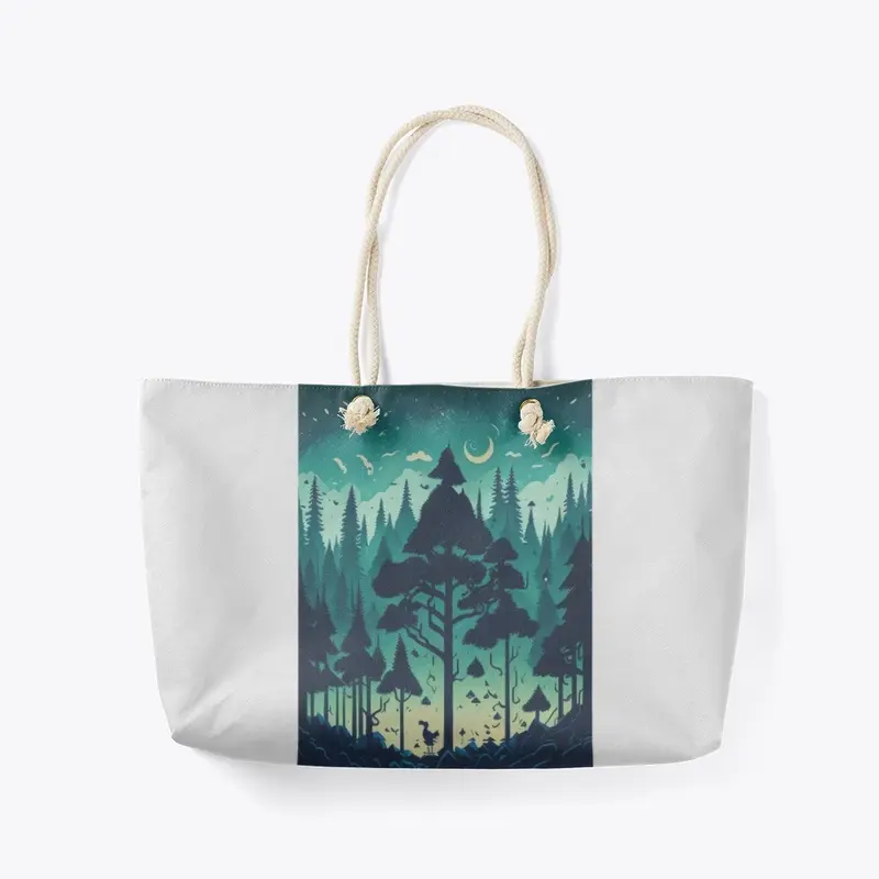 Beautiful forest night sky print