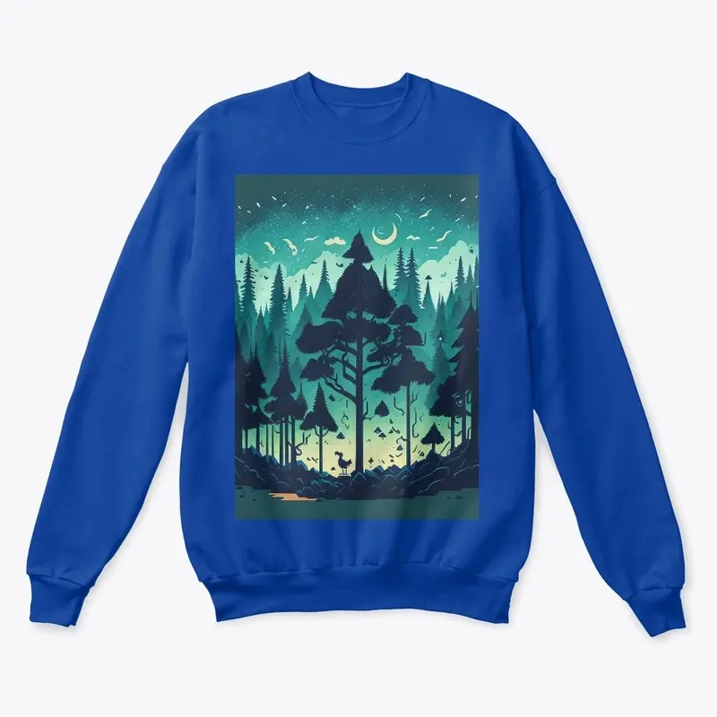 Beautiful forest night sky print