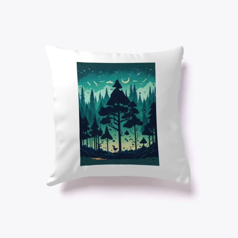 Beautiful forest night sky print